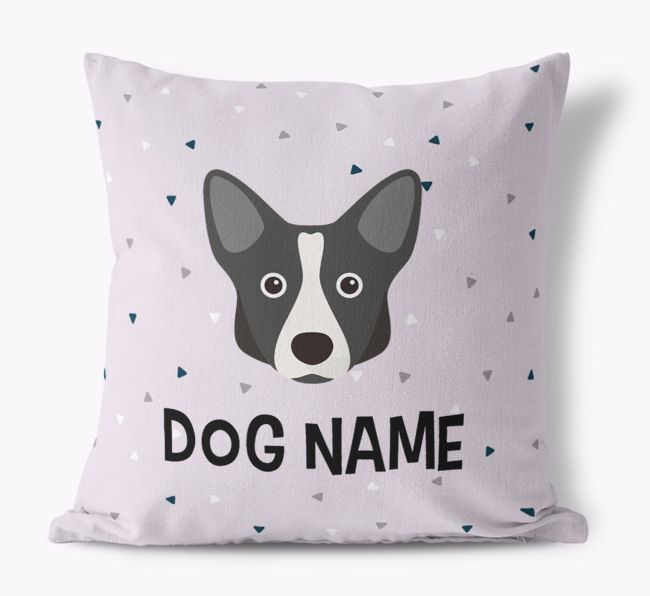 Triangle Pattern with {dogsName}'s Icon: Personalized Canvas Pillow